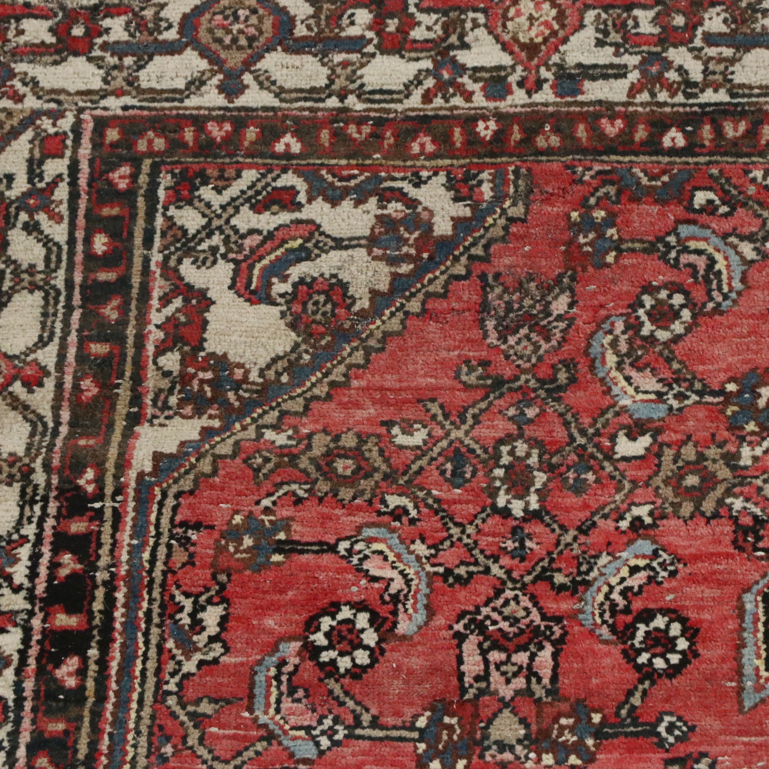 4'4 x 6'5 Hand-Knotted Persian Hamadan Area Rug