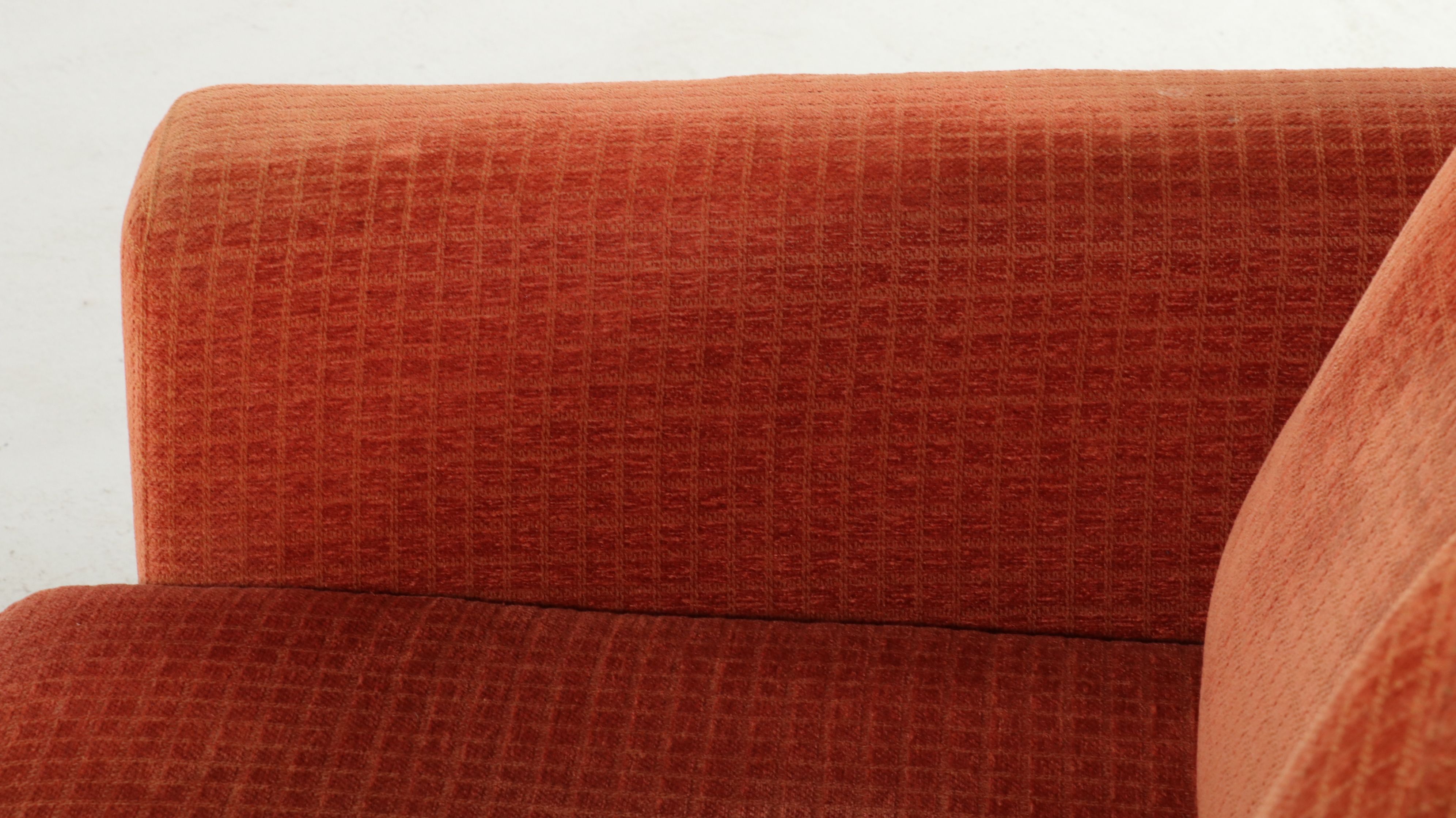 Mid Century Modern Style Orange Upholstered Loveseat