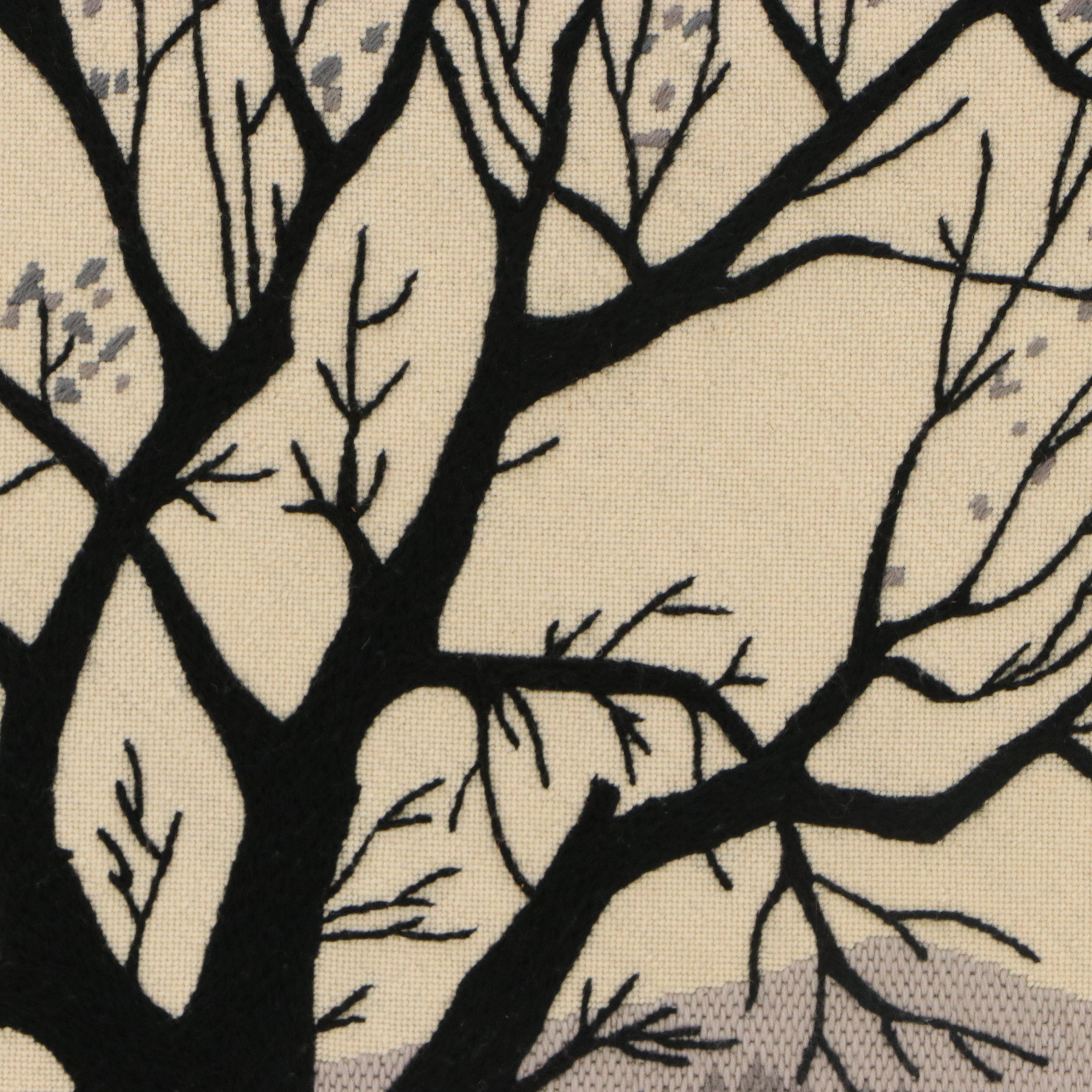 Cross-Stitch Embroidery of Tree in Winter, Late 20th to 21st Century