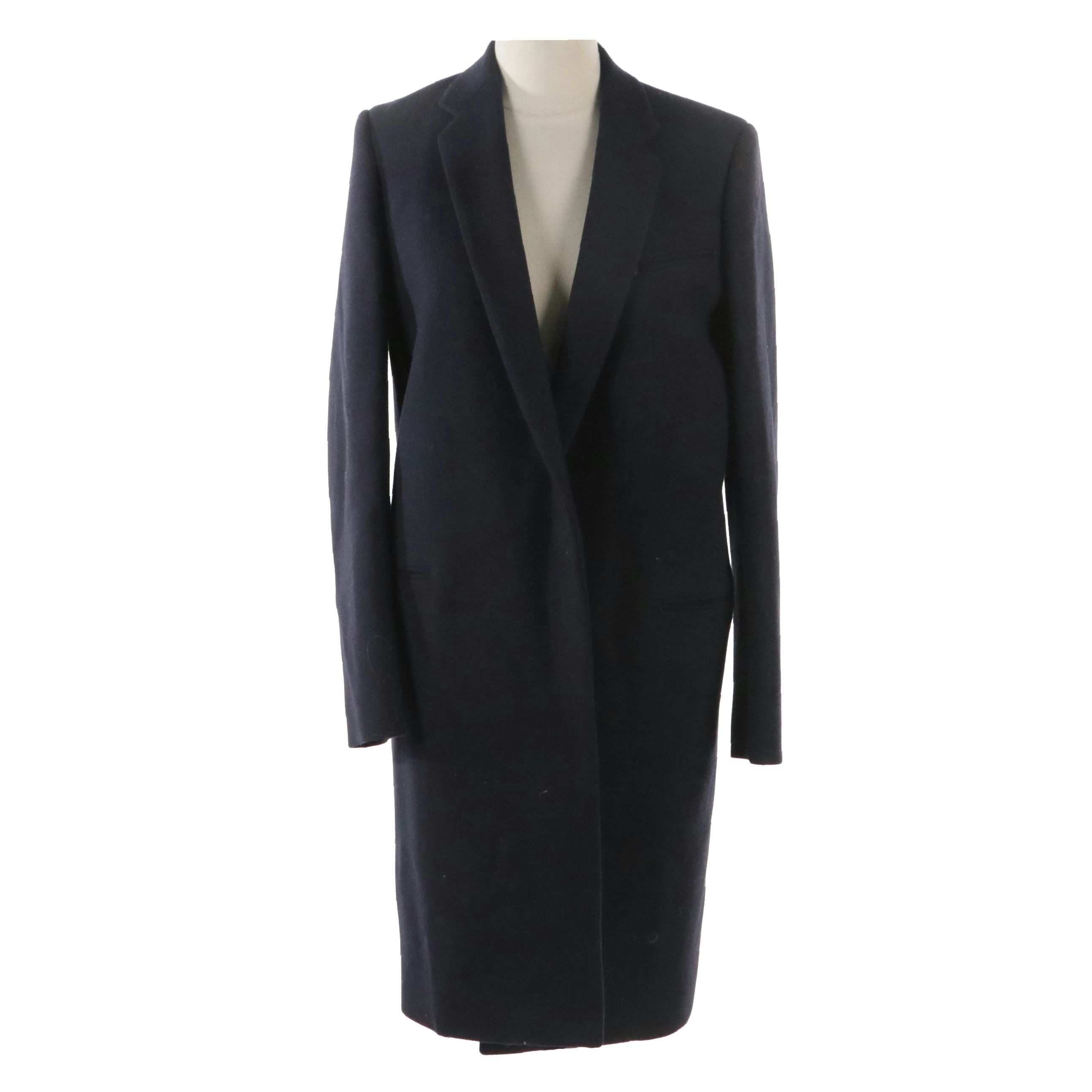 Céline Navy Blue Wool Mid-Length Coat, With Tags