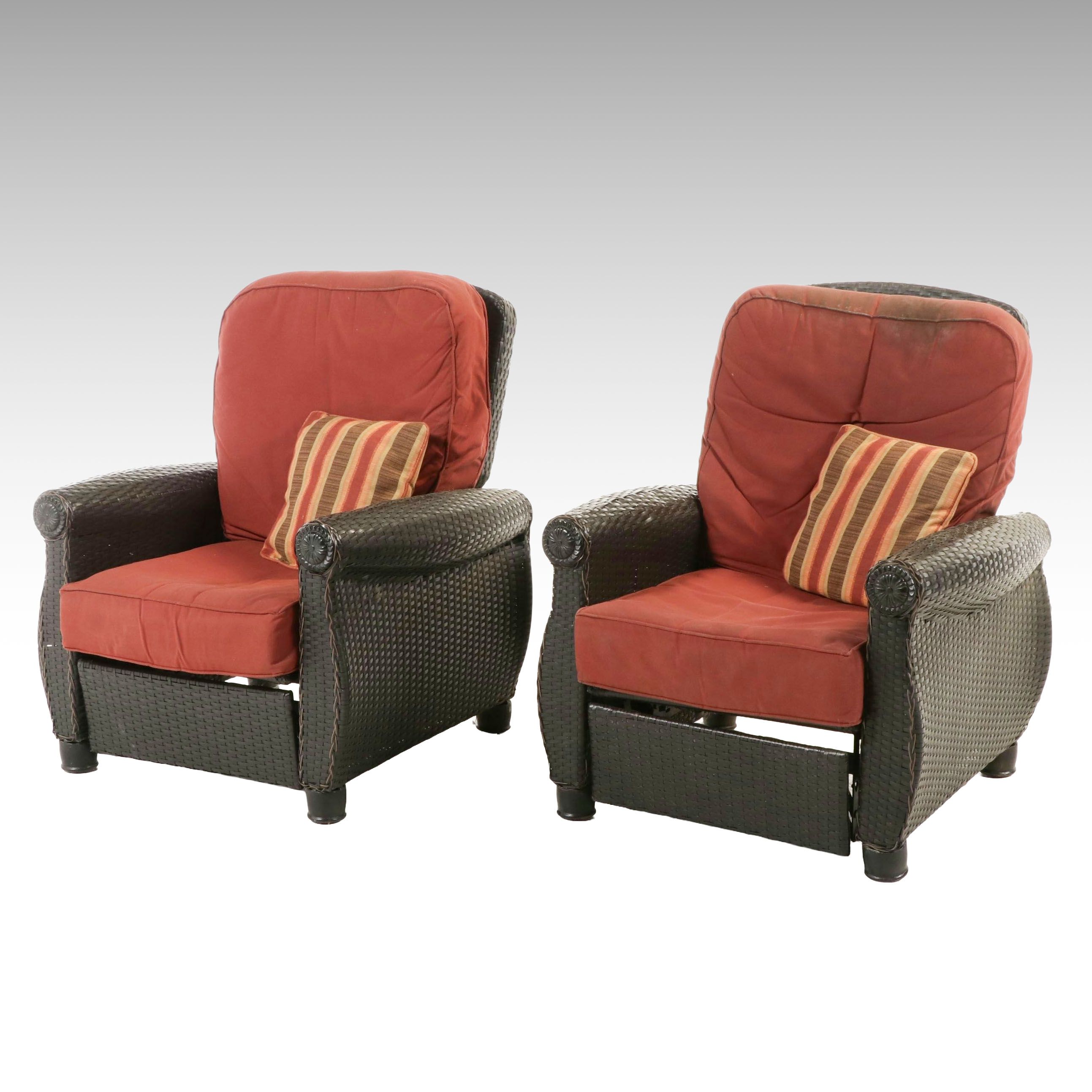 Pair of La-Z-Boy Outdoor All-Weather Resin Wicker Reclining Lounge Chairs