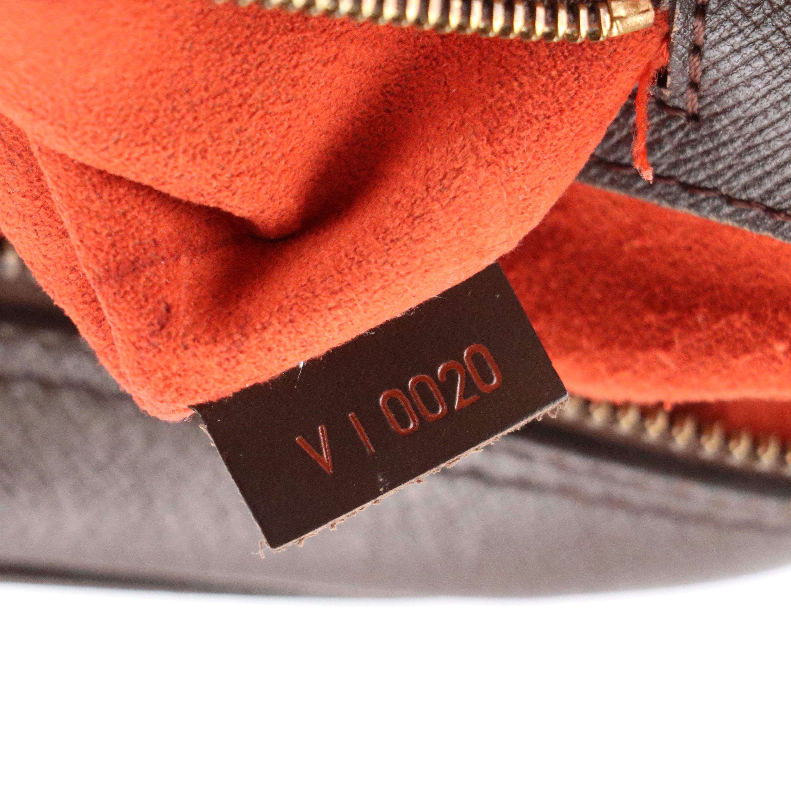 Louis Vuitton Brera Handbag in Damier Ebene Canvas and Brown Leather