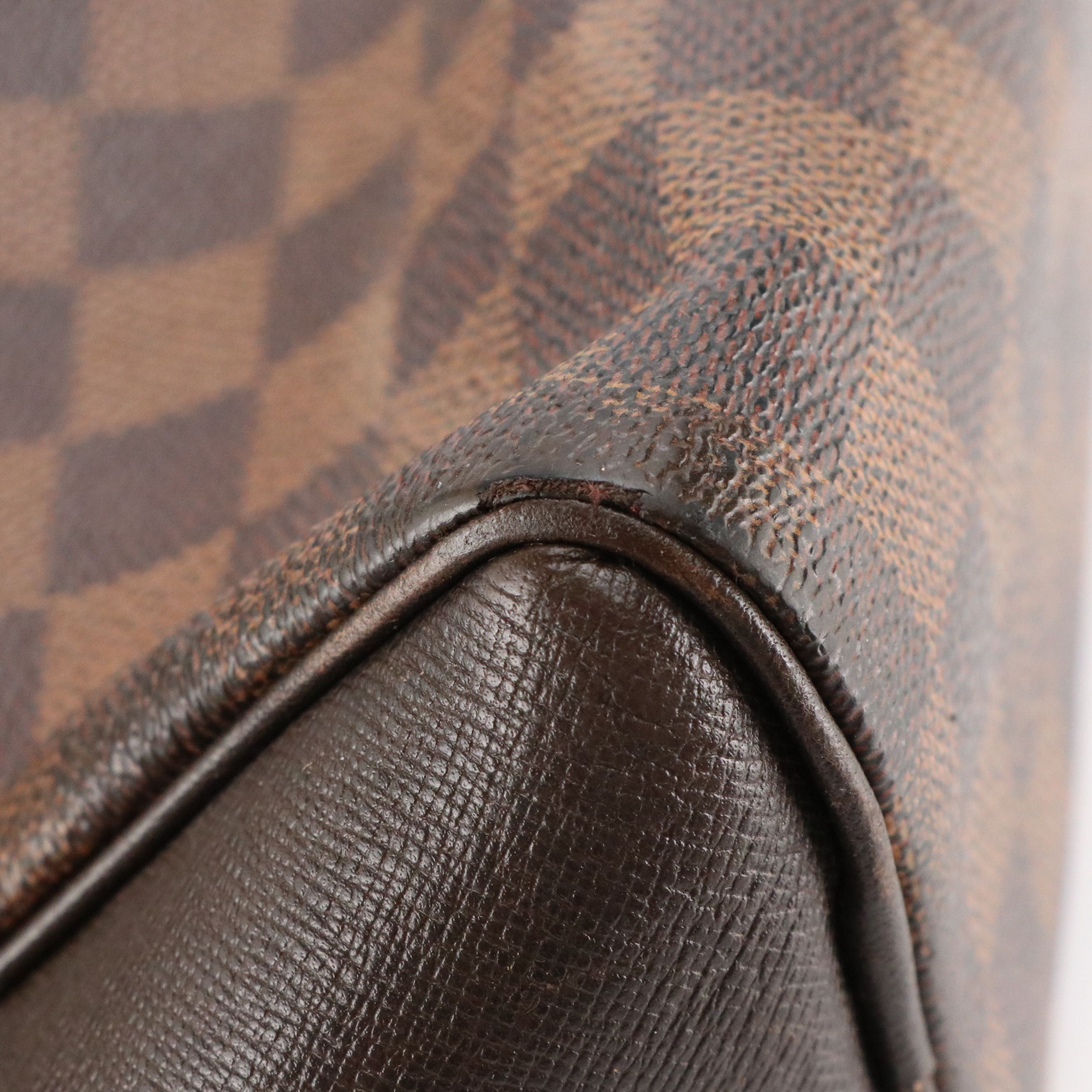 Louis Vuitton Brera Handbag in Damier Ebene Canvas and Brown Leather