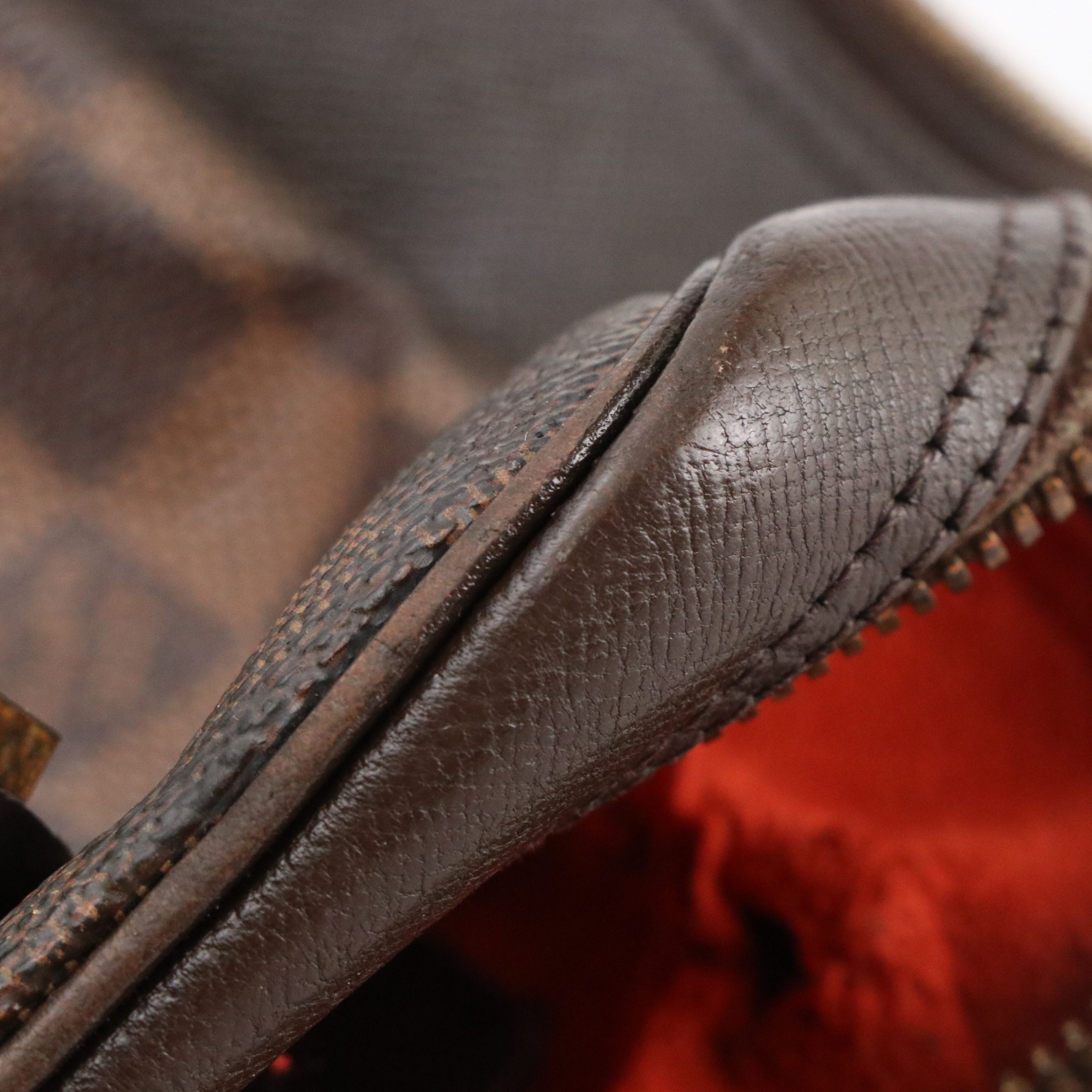 Louis Vuitton Brera Handbag in Damier Ebene Canvas and Brown Leather