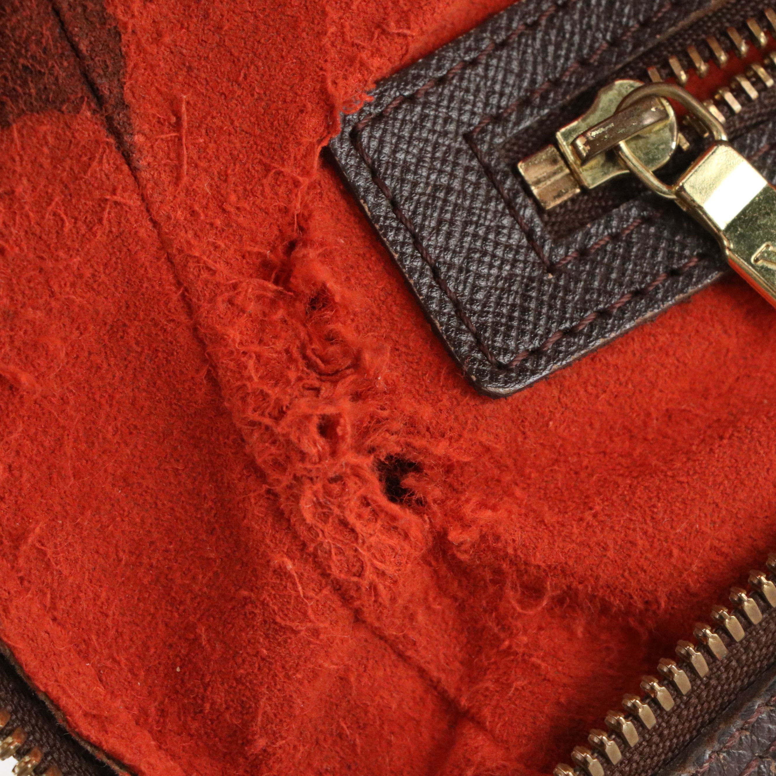 Louis Vuitton Brera Handbag in Damier Ebene Canvas and Brown Leather