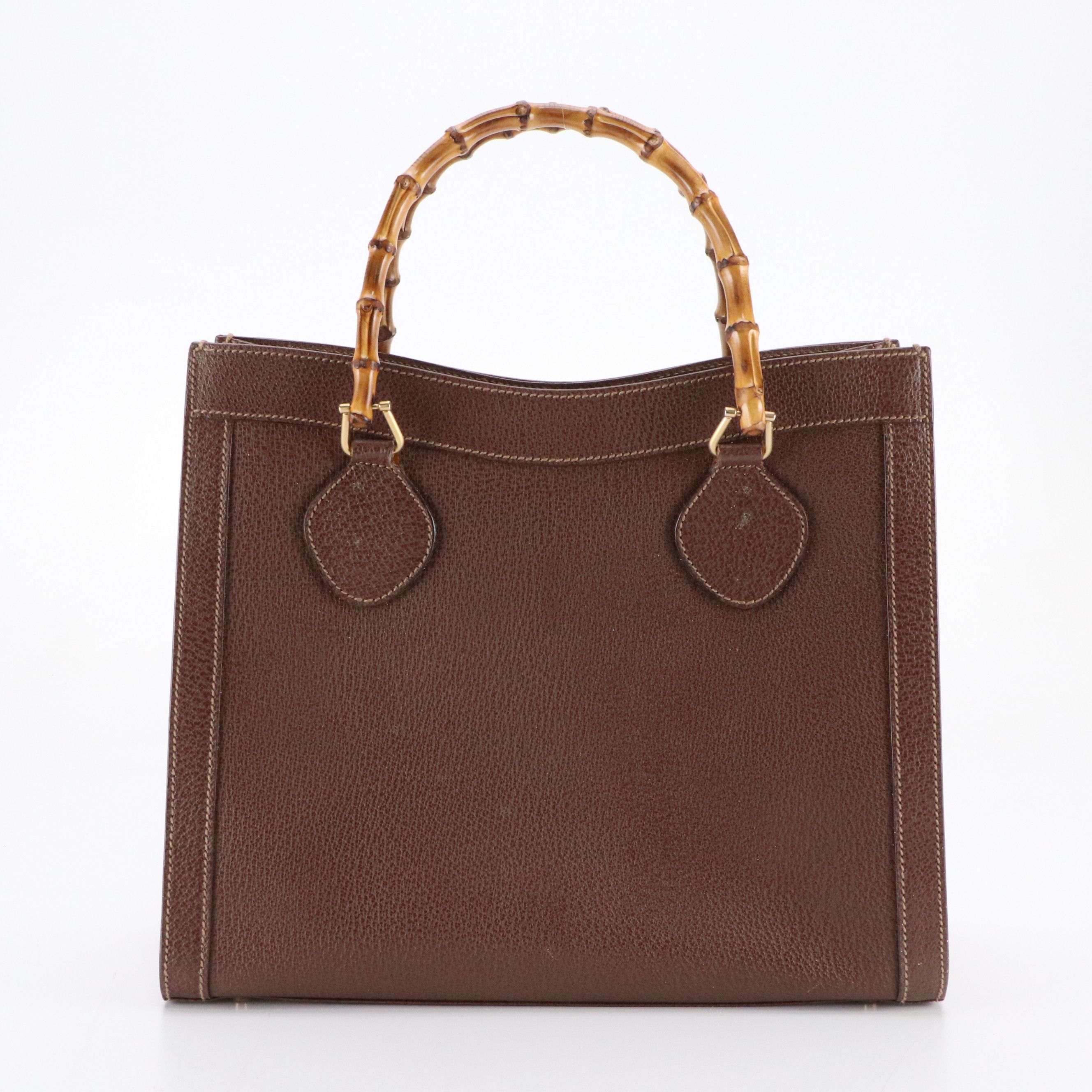 Gucci Bamboo Handle Diana Tote Bag in Brown Cinghiale Leather