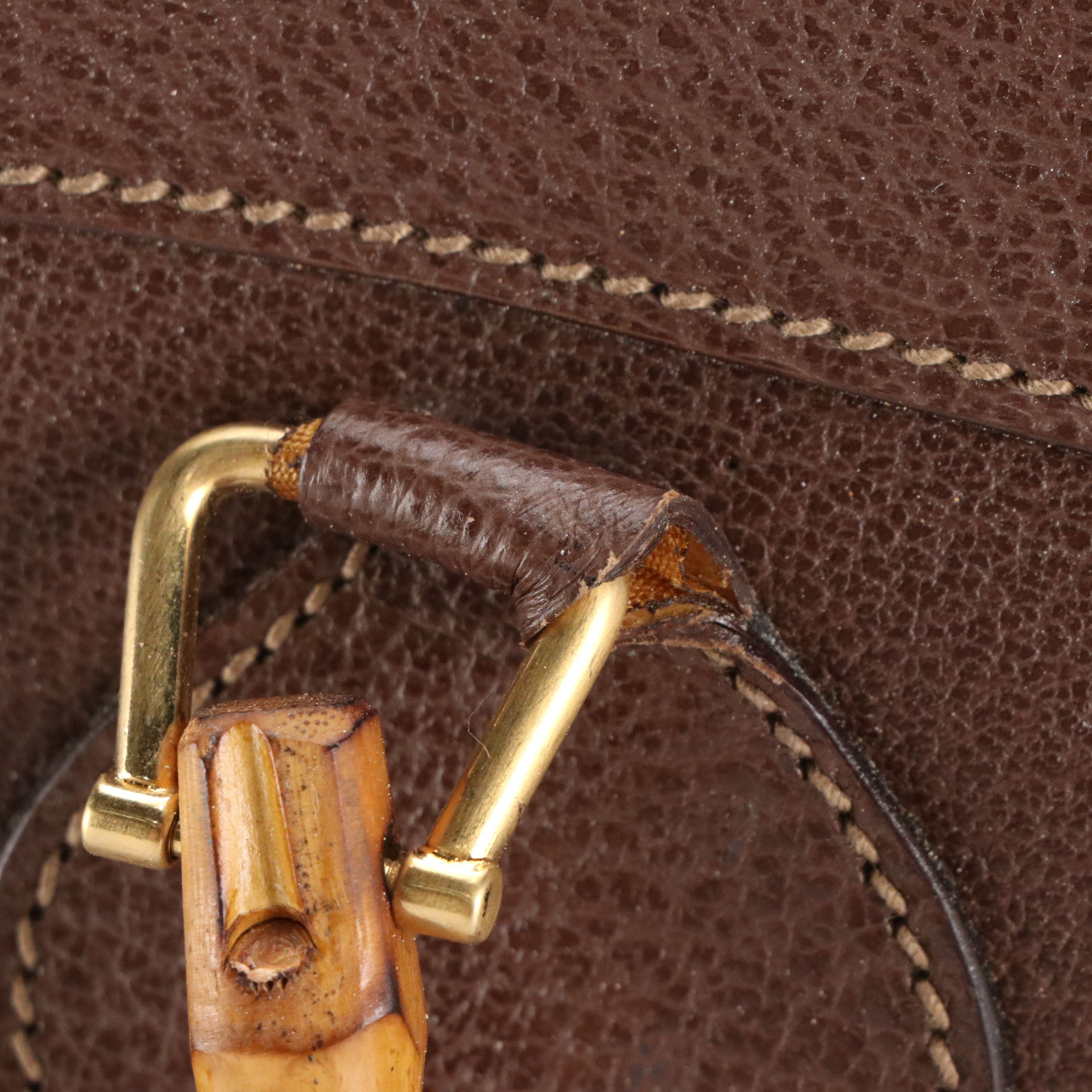 Gucci Bamboo Handle Diana Tote Bag in Brown Cinghiale Leather