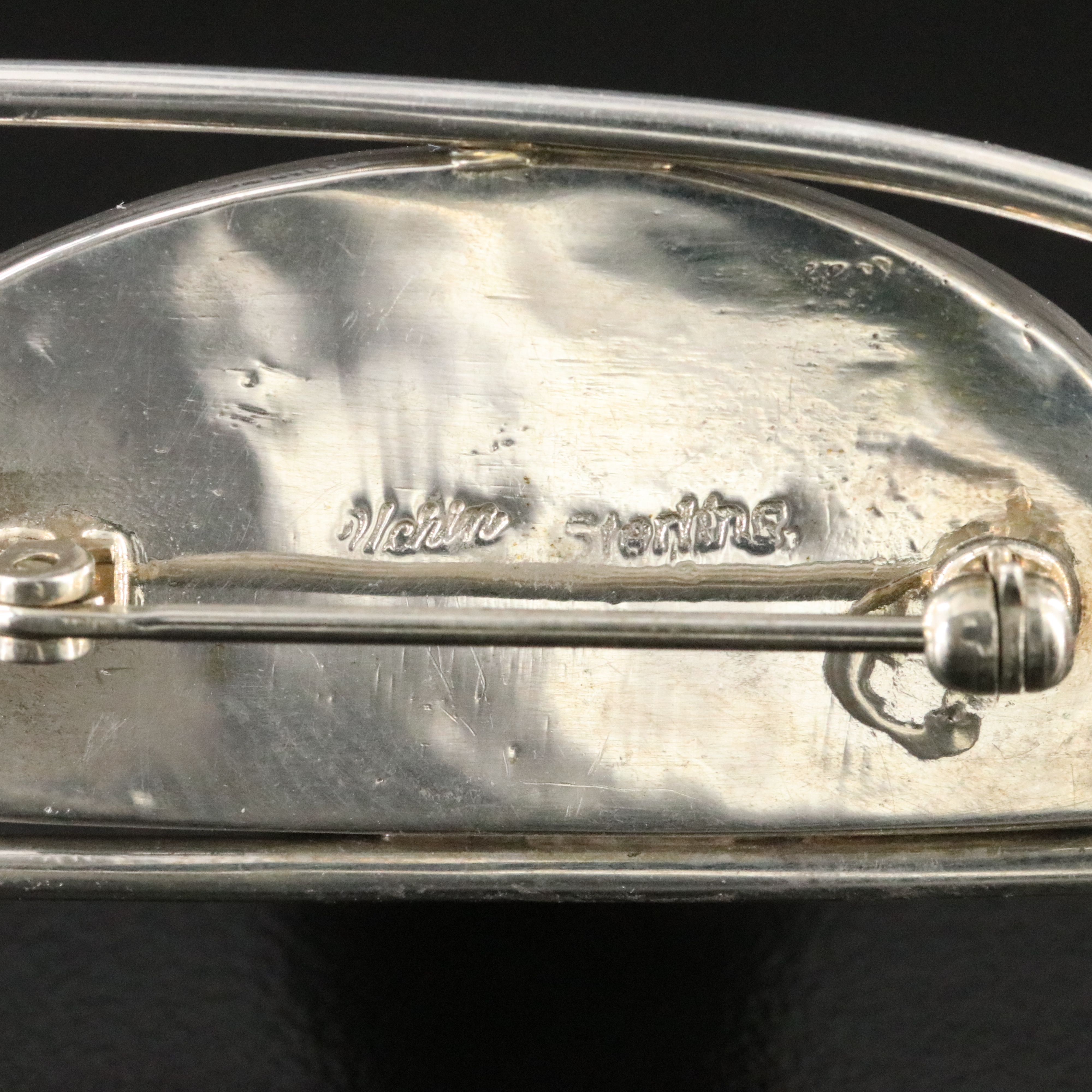 Artist Signed Sterling Brooch with Agate, Tiger's Eye and Carnelian