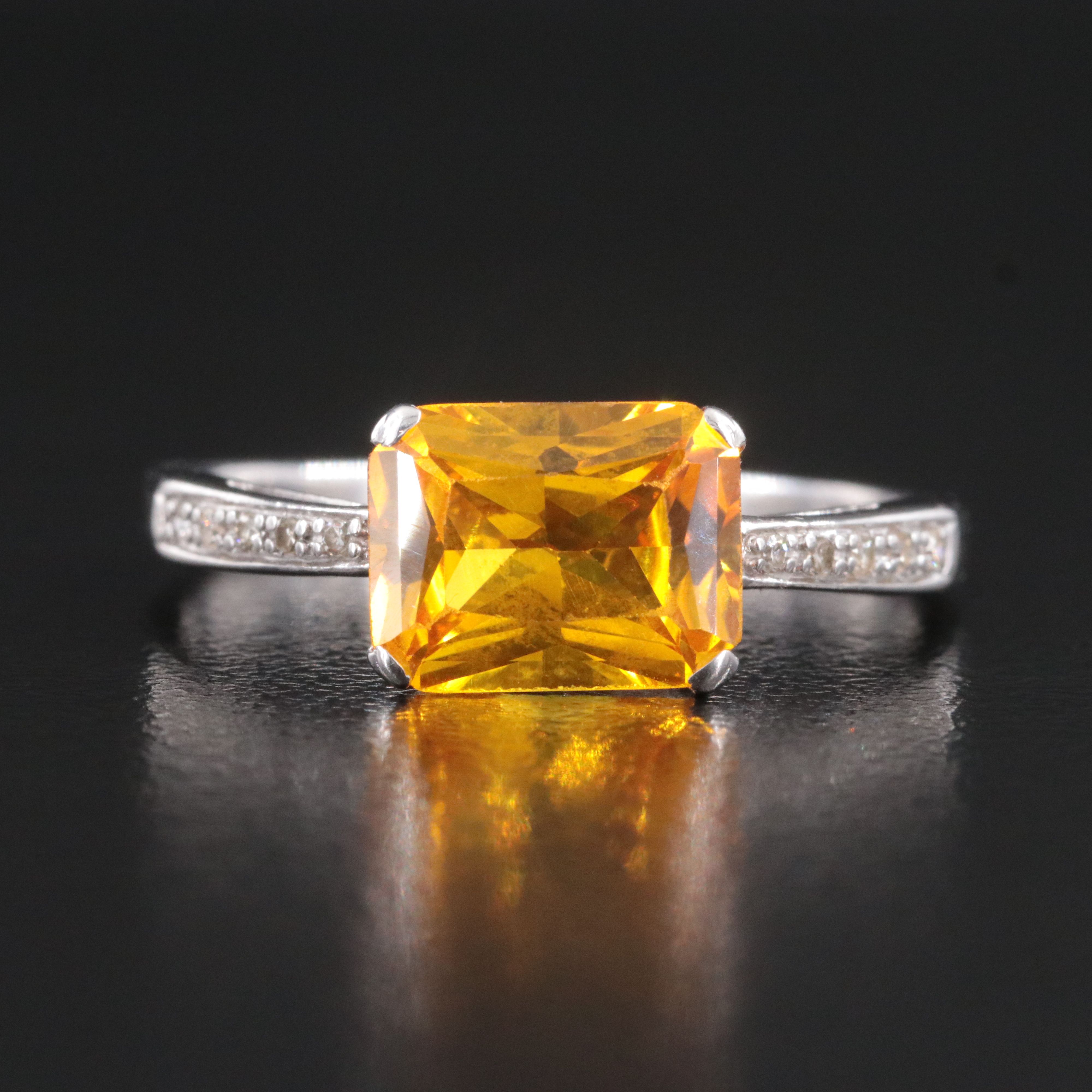 14K Yellow Sapphire and Diamond Ring