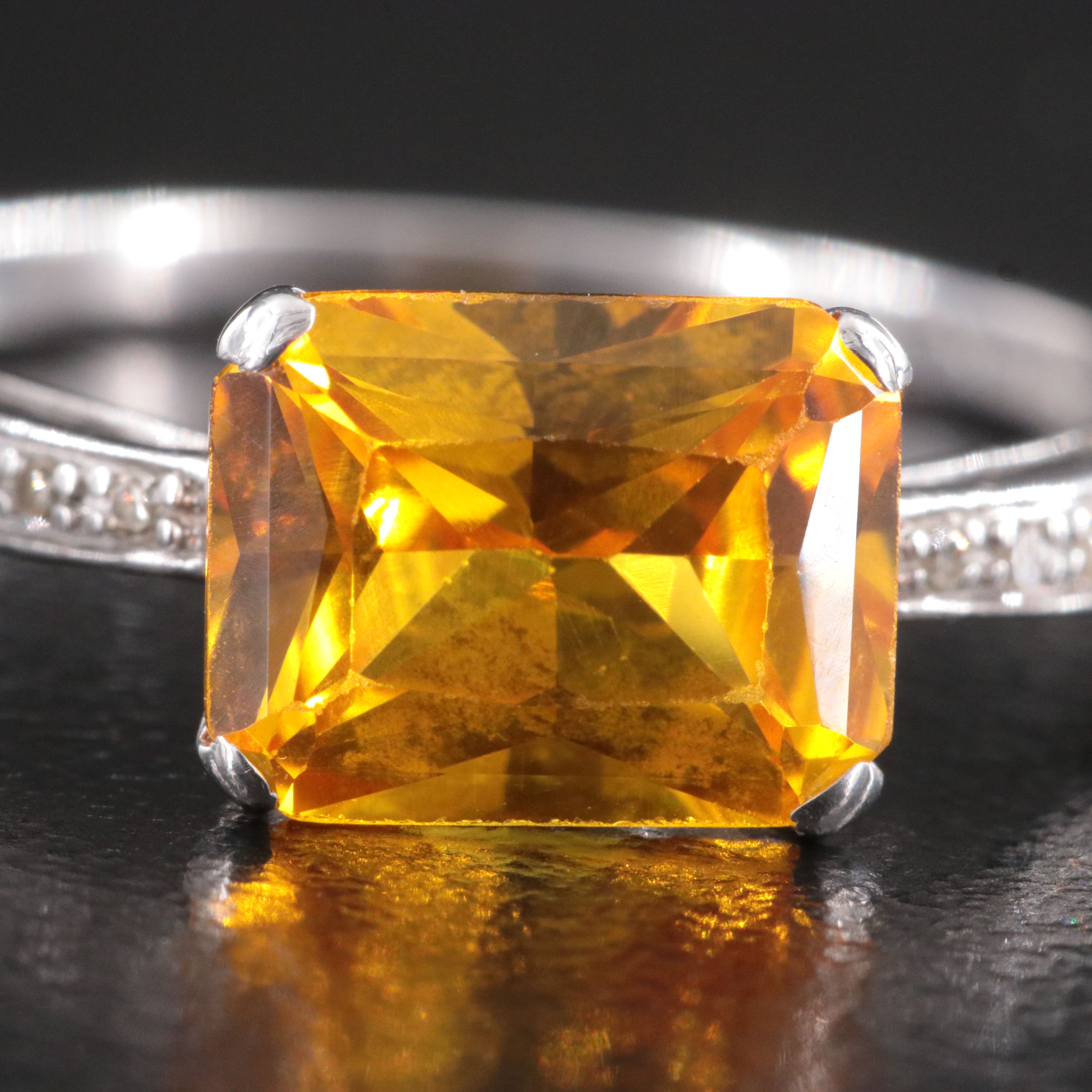 14K Yellow Sapphire and Diamond Ring