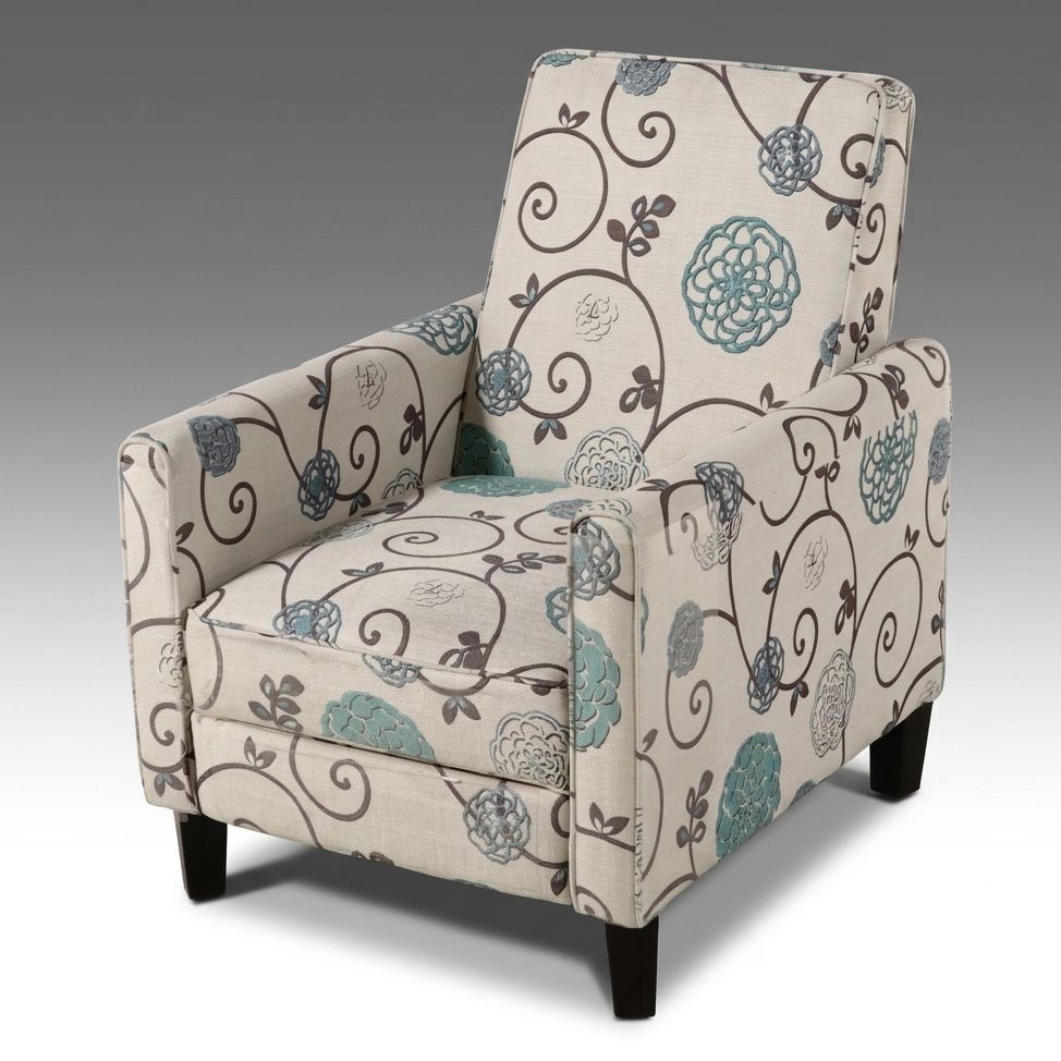 Noble House Contemporary Floral Upholstered Recliner